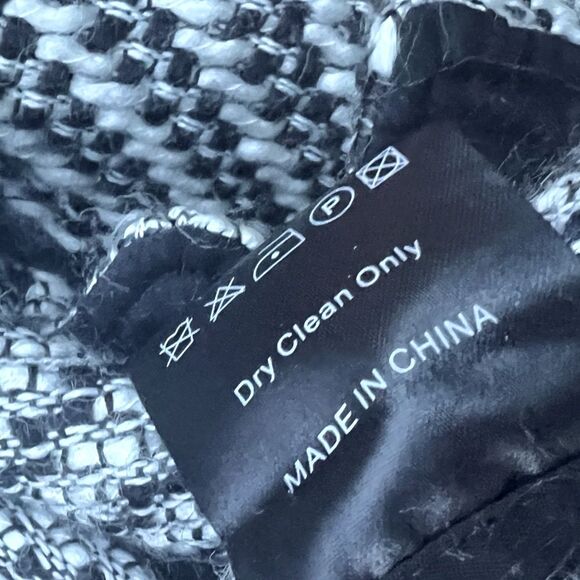 Second Female Petra Jacket M Black White Wool Blend Textured Open Front Coat - Picture 9 of 16